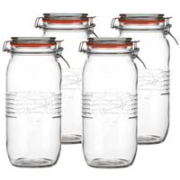 Weckpot/inmaakpot - 4x - 2L - glas - met beugelsluiting - D14 x H27 cm