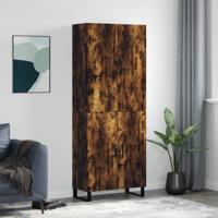 Hoge kast 69,5x34x180 cm bewerkt hout gerookt eikenkleurig