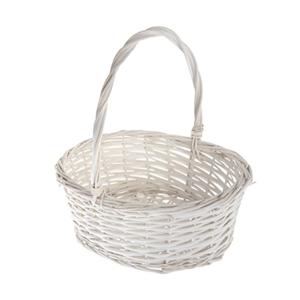 CM Bruiloft strooimandje - voor rozenblaadjes - wit - riet - 35 x 27 x 13 cm - rieten mand