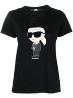 Karl Lagerfeld t-shirt Ikon K en coton biologique - Noir - thumbnail