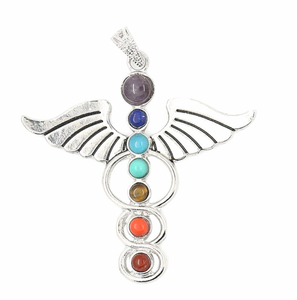 Zilverkleurige Engel met Zeven Chakra's Hanger - Sieraden - Spiritueelboek.nl