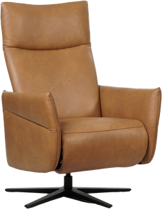 Cognac leren moderne relaxfauteuil Ease - staal zwart frame met stervoet - zithoogte laag - Granada leer Sahara (cognac leer)