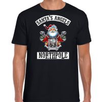 Fout Kerstshirt / outfit Santas angels Northpole zwart voor heren - thumbnail