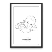 Persoonlijke lijntekening | Baby & Geboorte A4 Zonder Lijst