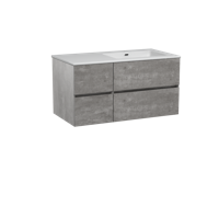 Storke Edge zwevend badmeubel 100 x 52 cm beton donkergrijs met Diva asymmetrisch rechtse wastafel in glanzend composiet marmer