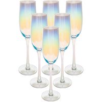 Set van 6x champagneglazen/flutes parelmoer Fantasy 210 ml van glas - Champagneglazen