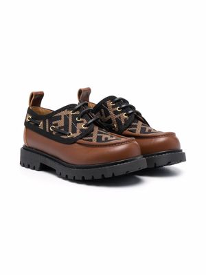 Fendi Kids chaussures lacées à motif FF - Marron