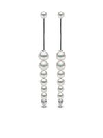 Yoko London boucles d'oreilles Sleek en or blanc 18ct ornées de diamants et perles - Argent - thumbnail