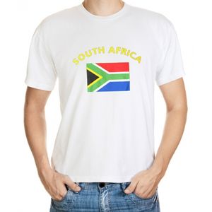Wit t-shirt Zuid Afrika heren