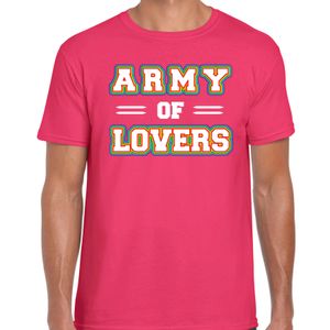 Gay Pride t-shirt met tekst - heren - roze - Army of lovers - LHBTI