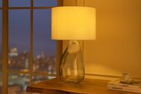 Moderne tafellamp CLASSIC 60cm transparant gerecycled glas witte stoffen kap - 44495