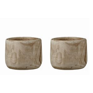 2x Ronde houten plantenpotten/bloempotten 19 cm