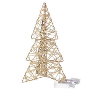 Countryfield Lichtboompje/kerstboom 3D - 31 cm - goud - metaal - 20 leds - warm wit