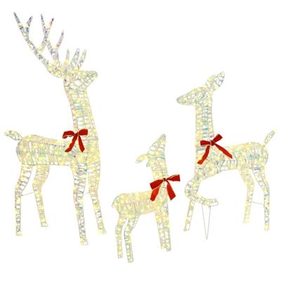 Rendier Familie 3 pcs Warmwit 128 cm PET