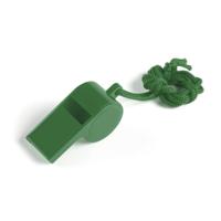 Fluitjes van kunststof - Multipack van 10x stuks - groen - aan koordje - herrie maken - sport