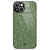 iPhone 14 glazen hardcase - Green dots