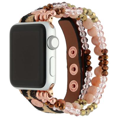 Apple Watch Leren Sieraden Band - Luipaard Rose Goud - 38, 40, 41 & 42mm Apple Watch Leren Sieraden Band - Luipaard Rose Goud - 38, 40, 41 & 42mm