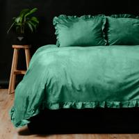 Ruffles Velvet Dekbedovertrek Groen-Lits-jumeaux (240 x 200/220 cm)