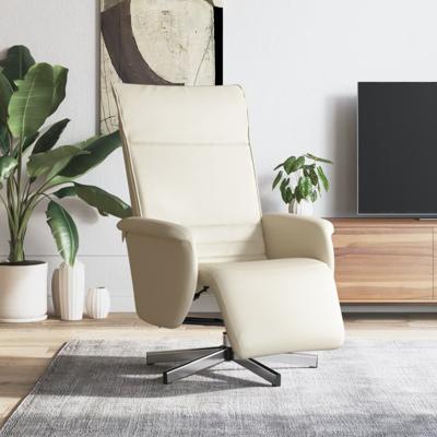 Fauteuil verstelbaar met voetensteun kunstleer crmekleurig