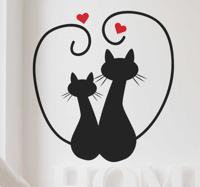 Muursticker verliefde zwarten katten