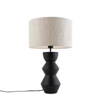 QAZQA Design tafellamp zwart 16 cm stoffen kap lichtgrijs 35 cm -