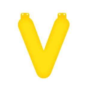 Gele letter V opblaasbaar