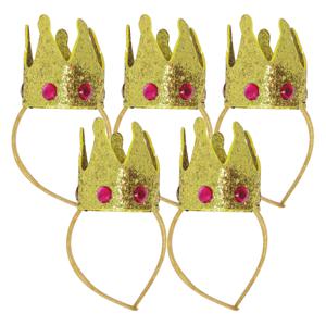 Carnaval verkleed mini hoedje/kroontje - 5x - goud - diadeem - dames/grote meiden