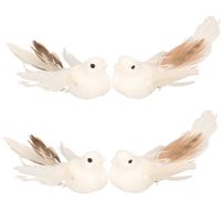 8x Kerstboomversiering glitter witte vogeltjes op clip 11 cm