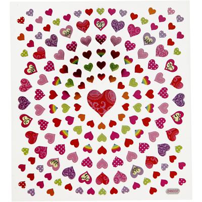 Creativ Company Stickers, kleine harten, vel 15x16,5 cm, ca. 108 stuk, 1 vel