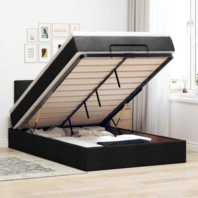 Ottoman bed met matras en LED's 120x200 cm stof zwart