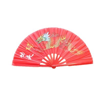 Handwaaier/Tai Chi waaier draak rood polyester