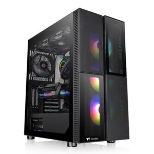 Thermaltake CA-1W1-00M1WN-01 Midi-tower PC-behuizing Zwart 3 voorgeïnstalleerde LED-ventilators, LCS-compatibel, Zijvenster, Geschikt voor DIY-waterkoeling,