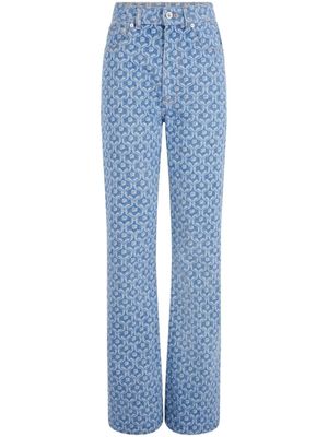 Rabanne jean droit à imprimé monogrammé - Bleu