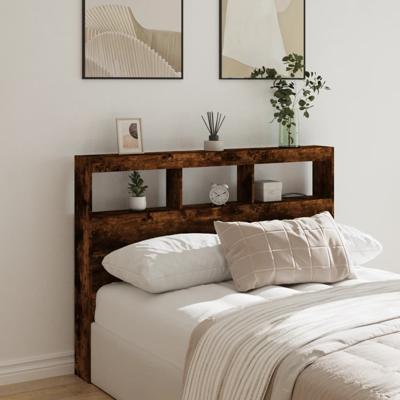 Hoofdbordkast met LED-verlichting 140x17x102 cm gerookt eiken