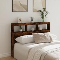 Hoofdbordkast met LED-verlichting 140x17x102 cm gerookt eiken