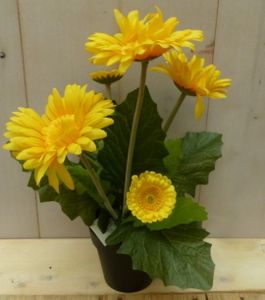 Kunstgerbera geel in pot 25 cm - Warentuin Mix