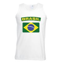 Singlet shirt/ tanktop Braziliaanse vlag wit heren