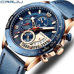 crrju heren quartz horloge creatief mode casual polshorloge kalender chronograaf waterdicht lederen horloge Lightinthebox