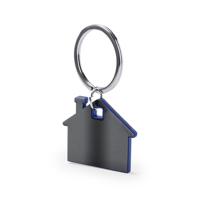 Sleutelhanger met klein huisje - blauw/grijs - metaal - 4 x 3.8 cm - eigen huis/nieuw huis Sleutelhanger met klein huisje - blauw/grijs - metaal - 4 x 3.8 cm - eigen huis/nieuw huis