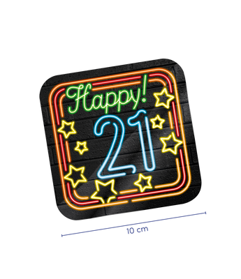 Neon onderzetters 21 jaar