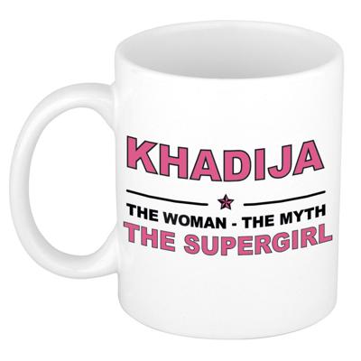 Khadija cadeau mok - Woman Myth Supergirl - naam koffiemok - 300 ml - collega - moederdag Khadija cadeau mok - Woman Myth Supergirl - naam koffiemok - 300 ml - collega - moederdag