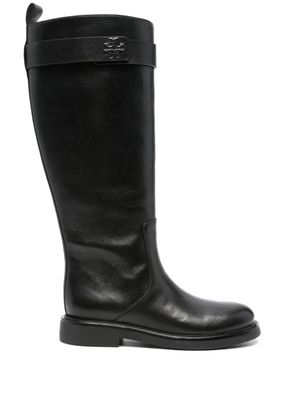 Tory Burch bottes Double T à bout en amande - Noir