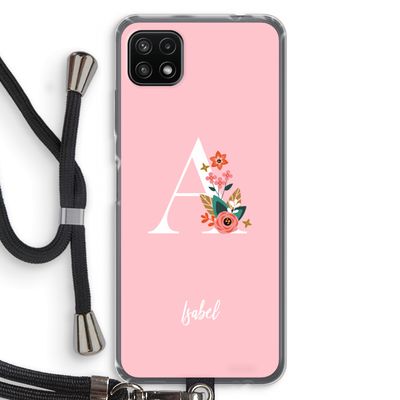 Pink Bouquet: Samsung Galaxy A22 5G Transparant Hoesje met koord