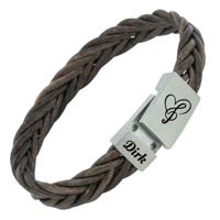 Kleine leren armband met gegraveerde naam - gevlochten leer