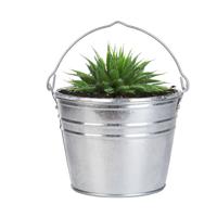 Plantenpot/bloempot emmer voor buiten - zink - zilver - D25 x H19 cm