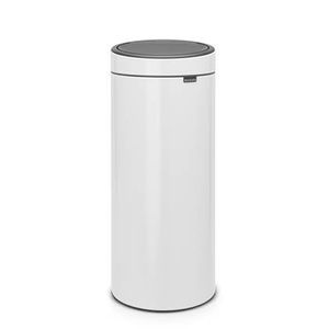 Brabantia Touch Bin, 30L Rond Kunststof, Roestvrijstaal Wit