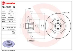 Remschijf BREMBO, Remschijftype: Massief, u.a. für Renault