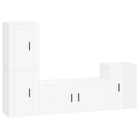 The Living Store Televisiekastenset - Klassiek - Hoogglans Wit -100x34.5x40cm - 40x34.5x60cm (3x)