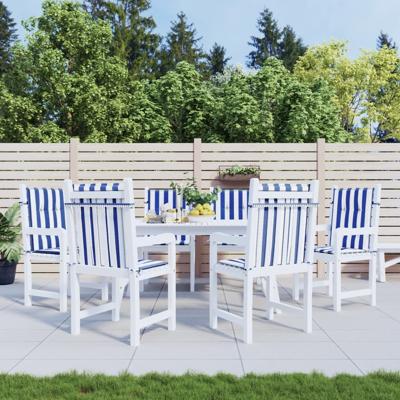 VidaXL Stoelkussens 6 st lage rug gestreept stof wit en blauw