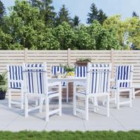 VidaXL Stoelkussens 6 st lage rug gestreept stof wit en blauw